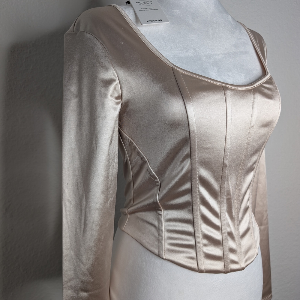 NWT Express Cream Satin Body Contour Top